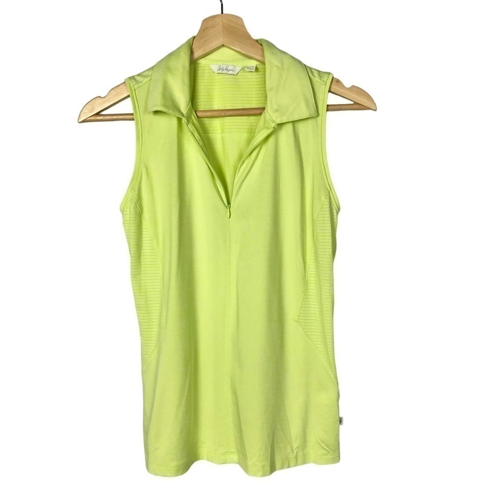 Lady Hagen Lime Green Golf Sleeveless Half Zip Tank Top XS